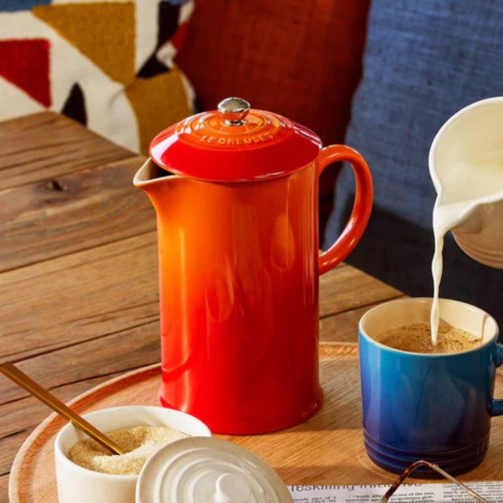 Cafeteira Prensa Francesa 1 Litro de Cerâmica Laranja Le Creuset