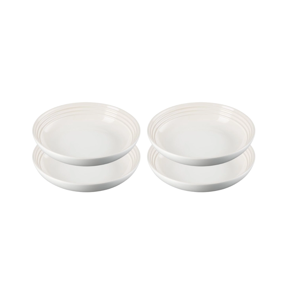 Jogo de 4 Pratos Fundos de Cerâmica 22 cm Meringue Le Creuset