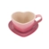 Caneca Coração com Pires em Cerâmica 220 ml Rose Quartz Le Creuset