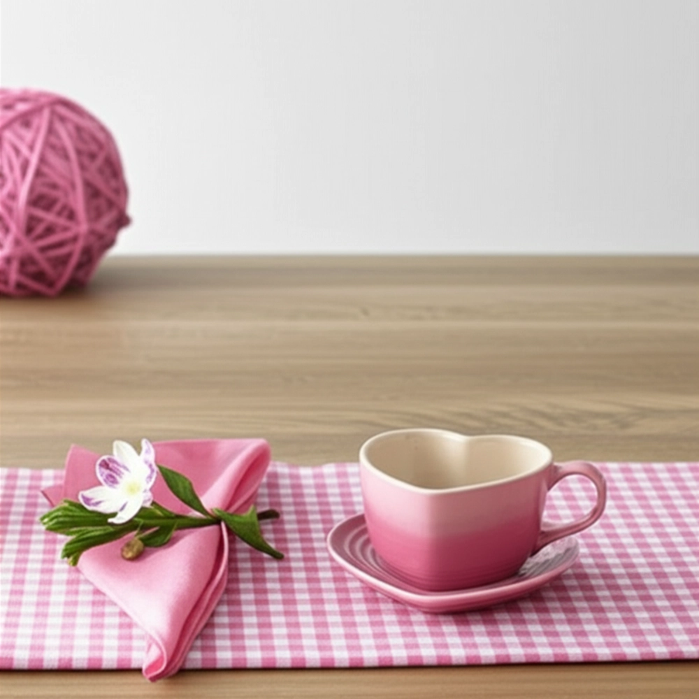 Caneca Coração com Pires em Cerâmica 220 ml Rose Quartz Le Creuset