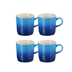 Jogo 4 Canecas Cappuccino de Cerâmica 200 ml Azure Blue Le Creuset