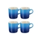 Jogo 4 Canecas Cappuccino de Cerâmica 200 ml Azure Blue Le Creuset