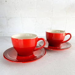 Conjunto 2 Canecas Espresso com Pires 200 ml Vermelho Le Creuset