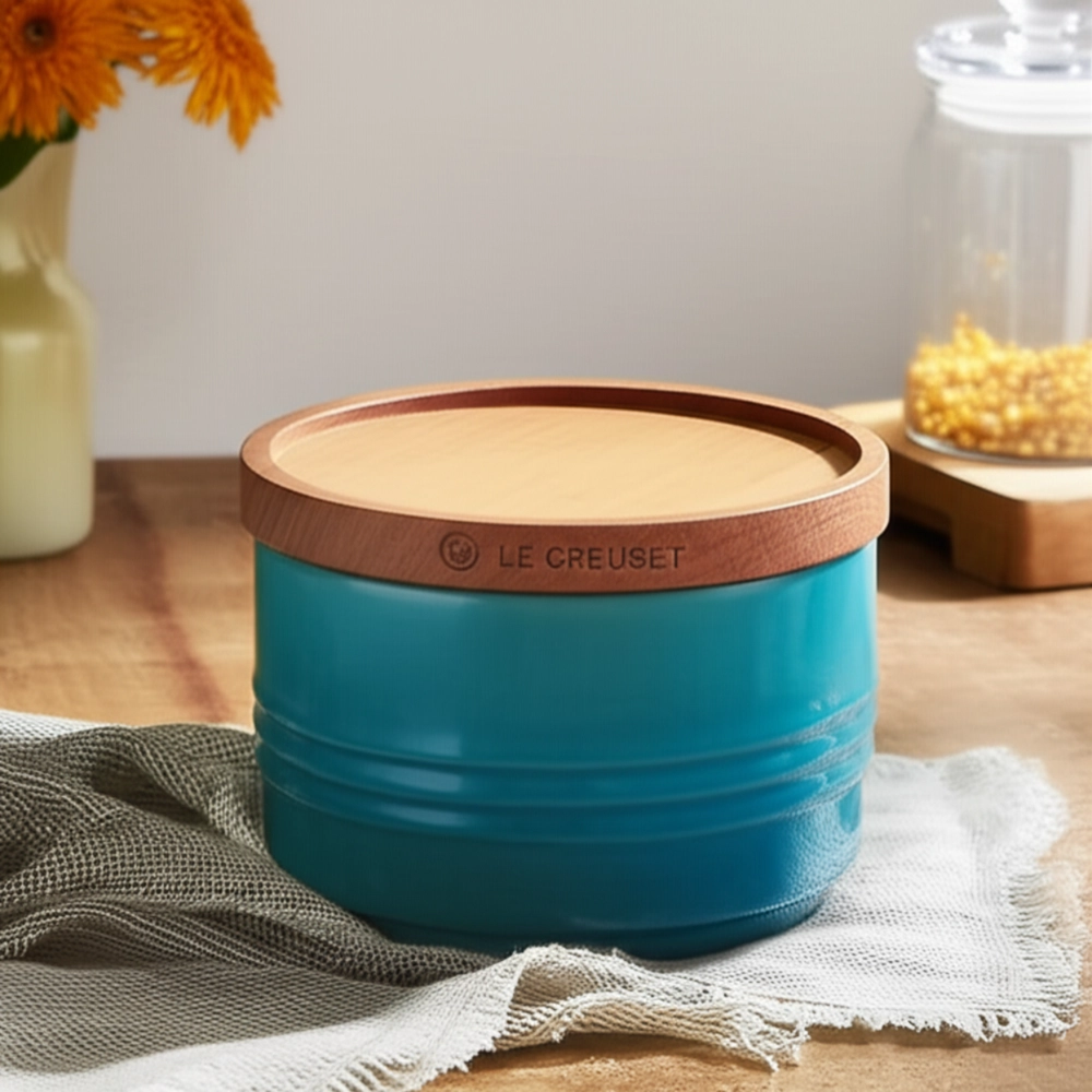 Pote com Tampa em Cerâmica 220 ml Azul Caribe Le Creuset