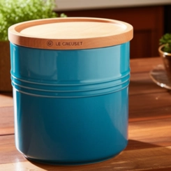 Pote com Tampa em Cerâmica 1,1 L Azul Caribe Le Creuset