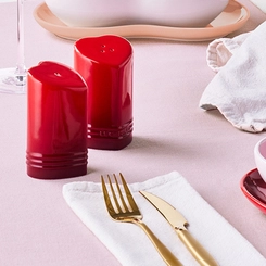 Saleiro e Pimenteiro Coração em Cerâmica 130 ml Vermelho Le Creuset