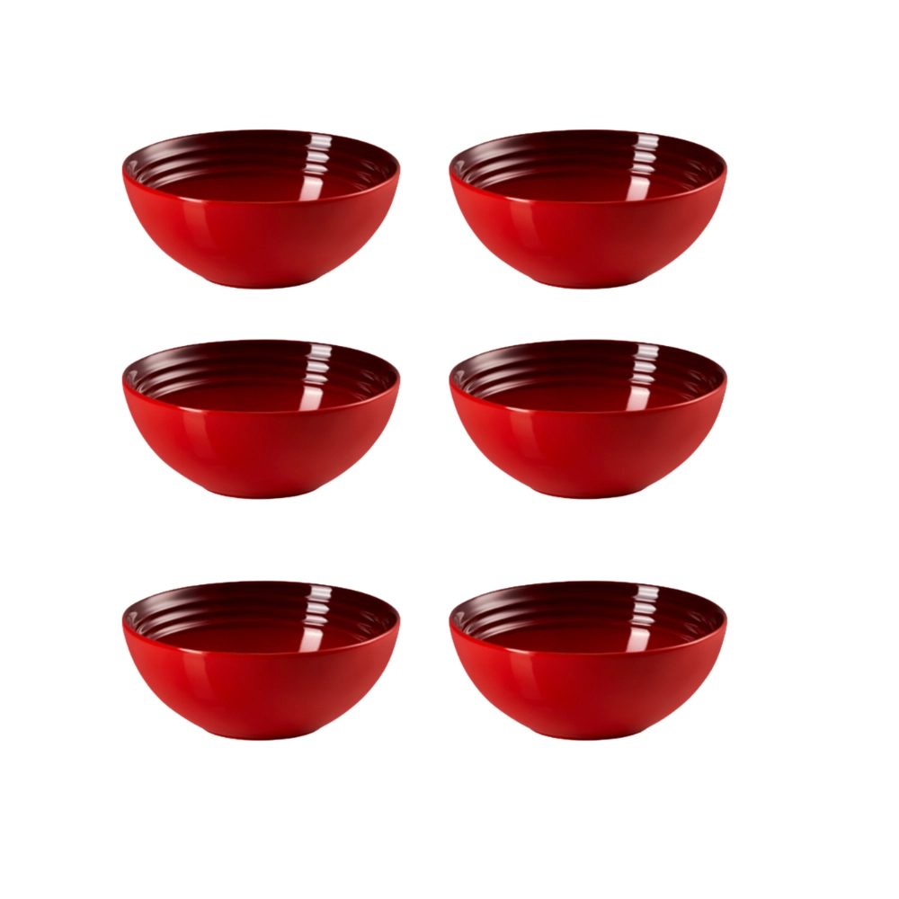Jogo de 6 Bowls para Cereal de Cerâmica 16 cm Vermelho Le Creuset