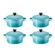 Jogo 4 Mini Cocotte de Cerâmica 10 cm Azul Caribe Le Creuset