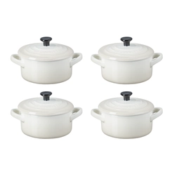 Jogo 4 Mini Cocotte de Cerâmica 10 cm Meringue Le Creuset