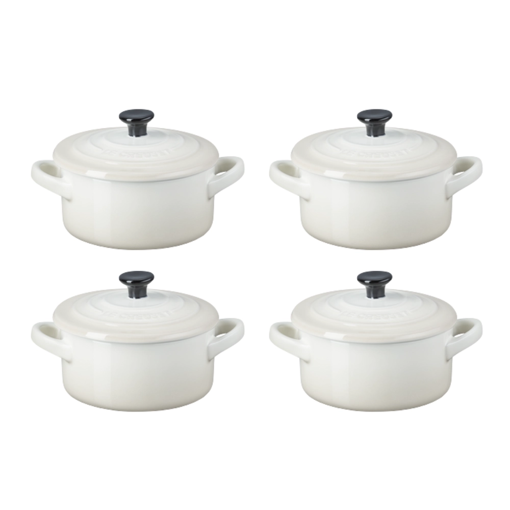 Jogo 4 Mini Cocotte de Cerâmica 10 cm Meringue Le Creuset
