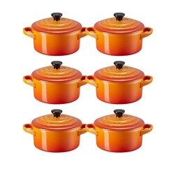 Jogo 6 Mini Cocotte em Cerâmica 10 cm Laranja Le Creuset