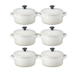 Jogo 6 Mini Cocotte em Cerâmica 10 cm Meringue Le Creuset