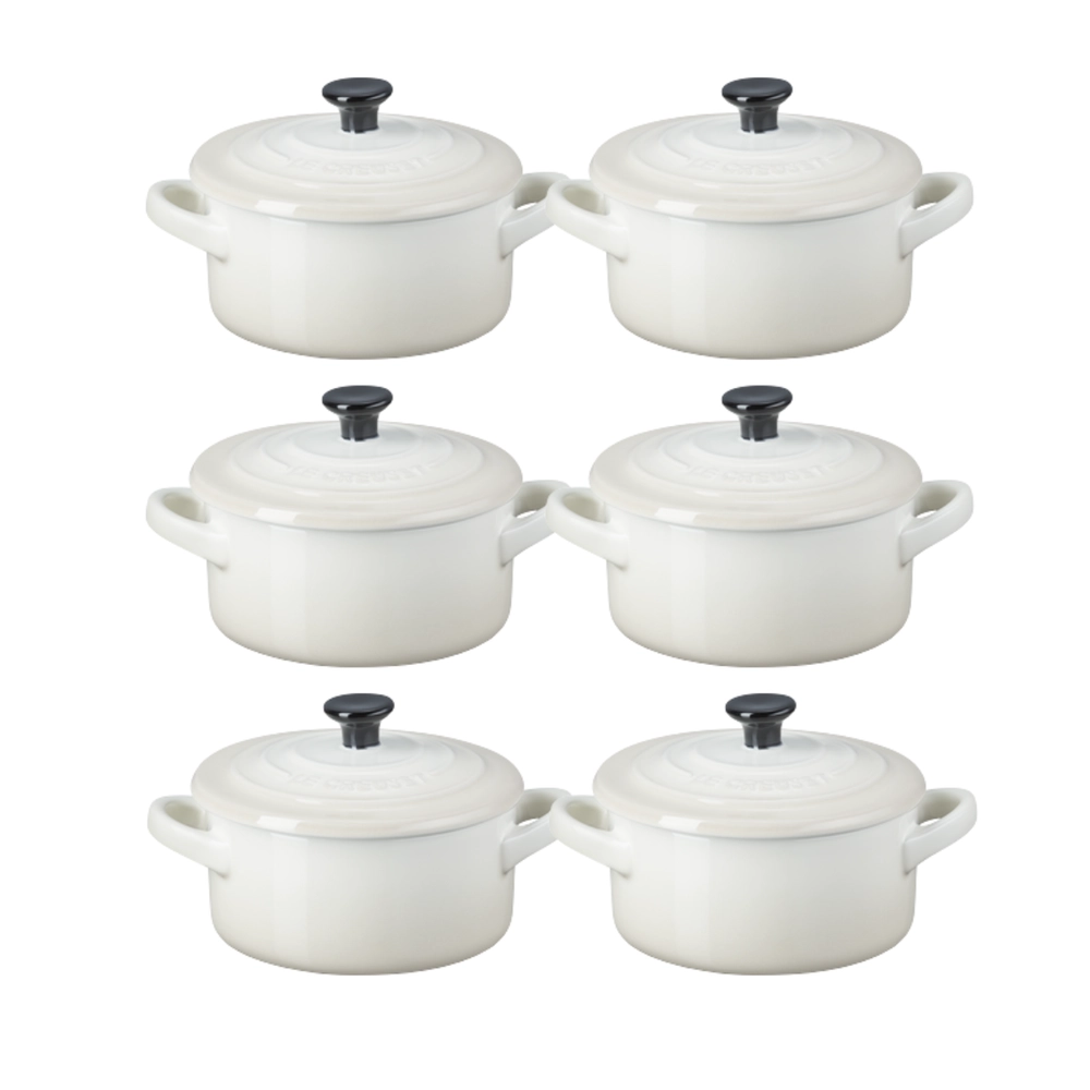 Jogo 6 Mini Cocotte em Cerâmica 10 cm Meringue Le Creuset