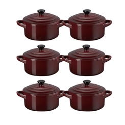 Jogo 6 Mini Cocotte em Cerâmica 10 cm Rhône Le Creuset