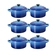 Jogo 6 Mini Cocotte em Cerâmica 10 cm Azure Blue Le Creuset