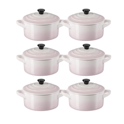 Jogo 6 Mini Cocotte em Cerâmica 10 cm Shell Pink Le Creuset