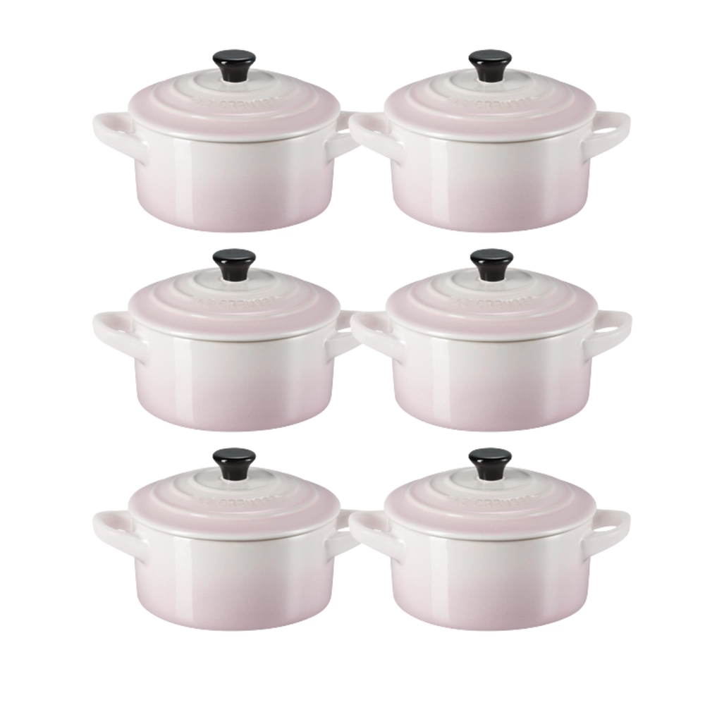 Jogo 6 Mini Cocotte em Cerâmica 10 cm Shell Pink Le Creuset