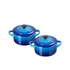 Jogo 2 Mini Cocotte de Cerâmica 10 cm Azure Blue Le Creuset