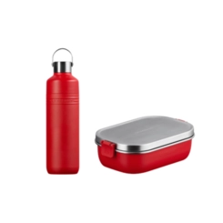 Kit Lancheira Hermética e Garrafa Térmica de Aço Inox On The Go Vermelho Le Creuset