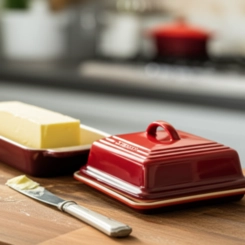 Manteigueira de Cerâmica Vermelho Le Creuset