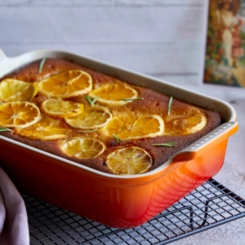 Travessa Retangular de Cerâmica Heritage 26 cm Laranja Le Creuset
