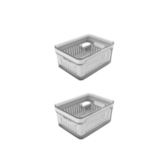 Jogo de 2 Organizadores de Geladeira com Cesto Clear Fresh 2,2 Litros Ou