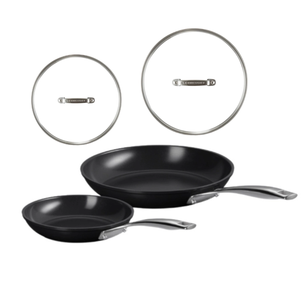 Kit 2 Frigideiras Rasas Non Stick Ceramic e Tampa 24 e 28 cm Le Creuset