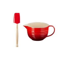Conjunto Bowl de Preparo e Espátula Média Vermelho Le Creuset