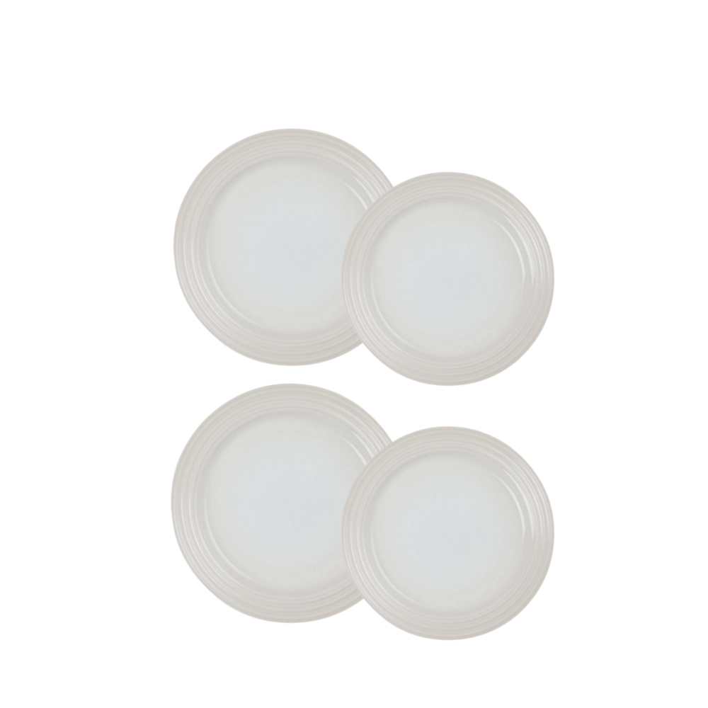 Jogo de 4 Pratos Rasos de Cerâmica 22 e 27 cm Meringue Le Creuset