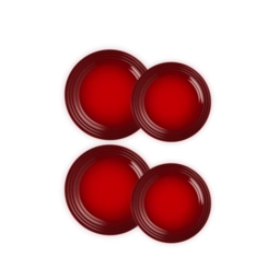 Jogo de 4 Pratos Rasos de Cerâmica 22 e 27 cm Vermelho Le Creuset