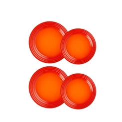Jogo de 4 Pratos Rasos de Cerâmica 22 e 27 cm Laranja Le Creuset