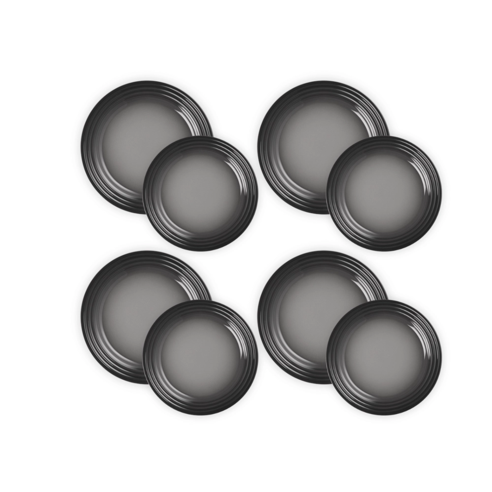 Jogo de 8 Pratos Rasos de Cerâmica 22 e 27 cm Flint Le Creuset