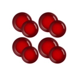 Jogo de 8 Pratos Rasos de Cerâmica 22 e 27 cm Vermelho Le Creuset