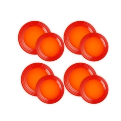 Jogo de 8 Pratos Rasos de Cerâmica 22 e 27 cm Laranja Le Creuset