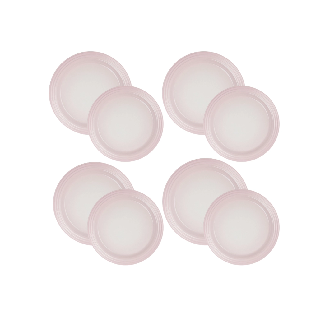 Jogo de 8 Pratos Rasos de Cerâmica 22 e 27 cm Shell Pink Le Creuset
