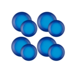 Jogo de 8 Pratos Rasos de Cerâmica 22 e 27 cm Azure Blue Le Creuset