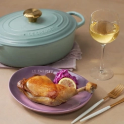 Prato Oval Raso Flora de Cerâmica 19 cm Mauve Pink Le Creuset