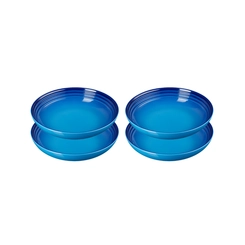 Jogo de 4 Pratos Fundos de Cerâmica 22 cm Azure Blue Le Creuset