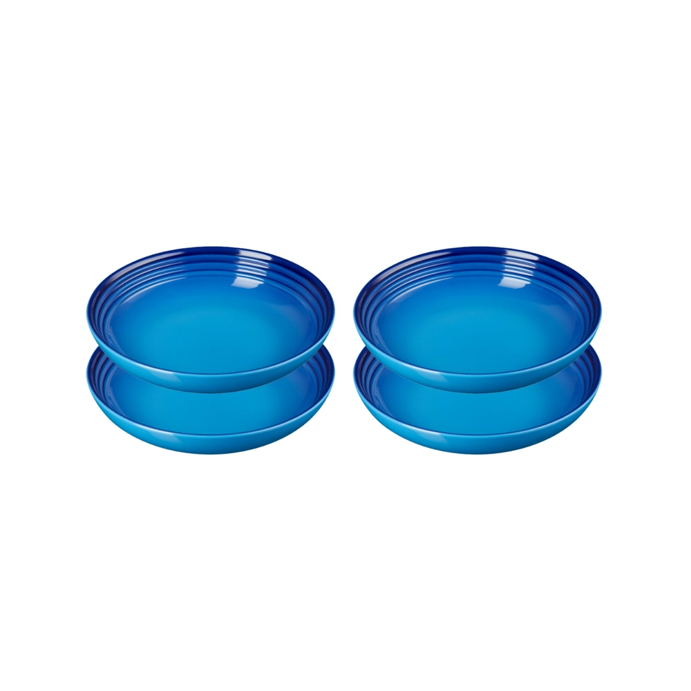 Jogo de 4 Pratos Fundos de Cerâmica 22 cm Azure Blue Le Creuset