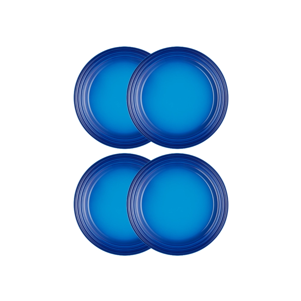 Jogo de 4 Pratos Rasos de Cerâmica 22 cm Azure Blue Le Creuset