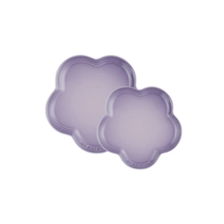 Jogo de 2 Pratos Rasos Flor de Cerâmica 14 e 23 cm Bluebell Roxo Le Creuset