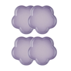Jogo de 4 Pratos Rasos Flor de Cerâmica 23 cm Bluebell Roxo Le Creuset