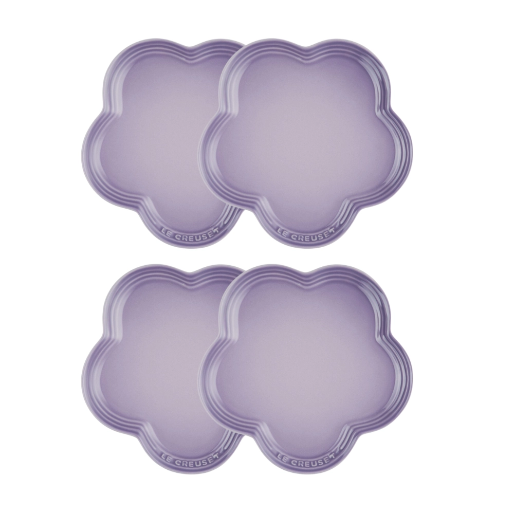Jogo de 4 Pratos Rasos Flor de Cerâmica 23 cm Bluebell Roxo Le Creuset