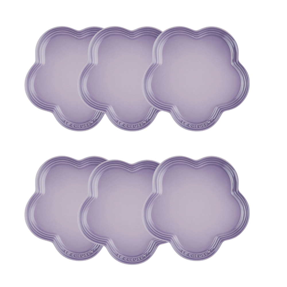 Jogo de 6 Pratos Rasos Flor de Cerâmica 23 cm Bluebell Roxo Le Creuset