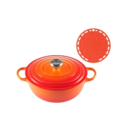Kit Panela Marmita 26 cm e Suporte de Silicone Laranja Le Creuset