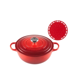 Kit Panela Marmita 26 cm e Suporte de Vermelho Le Creuset