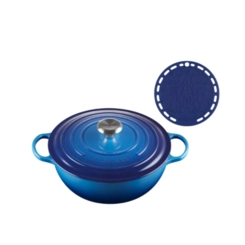 Kit Panela Marmita 26 cm e Suporte de Silicone Azure Blue Le Creuset