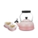 Kit Chaleira Tradicional e 2 Canecas Coração com Pires Shell Pink Le Creuset