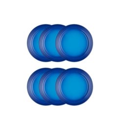 Jogo de 6 Pratos Rasos de Cerâmica 22 cm Azure Blue Le Creuset