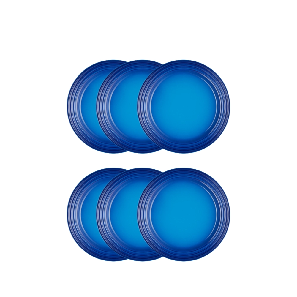 Jogo de 6 Pratos Rasos de Cerâmica 22 cm Azure Blue Le Creuset